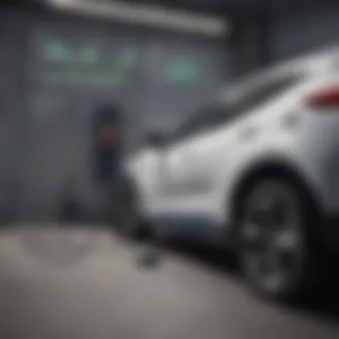Electric Car Charging and Financial Insights Electric car charging station with financial graphs