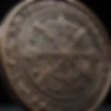 A close-up of a rare coin highlighting intricate designs.