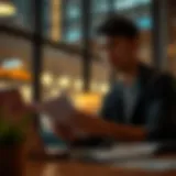 A young adult analyzing insurance documents