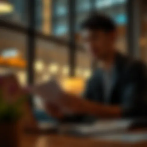 A young adult analyzing insurance documents