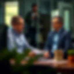 A professional realtor discussing options with a client in an office setting