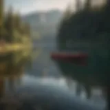 Scenic view of a boat on a tranquil lake