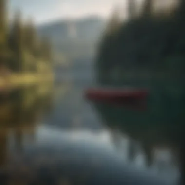 Scenic view of a boat on a tranquil lake