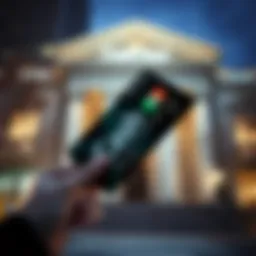 Cash App card with a bank building in the background