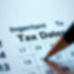 A calendar marked with important tax dates