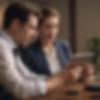 A couple reviewing their mortgage options with a digital tablet