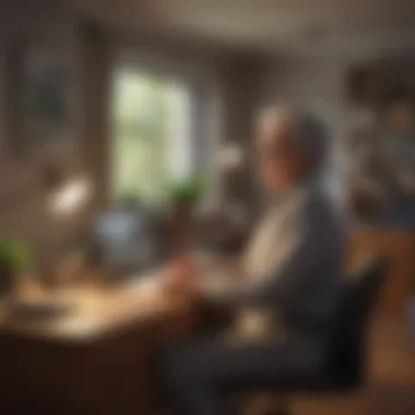 An older adult working in a cozy home office, symbolizing the rise of remote work opportunities.