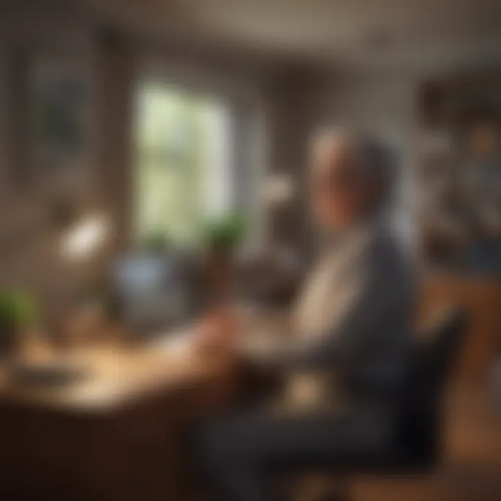 An older adult working in a cozy home office, symbolizing the rise of remote work opportunities.