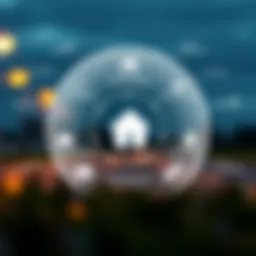 Conceptual illustration of comprehensive insurance with various coverage elements.