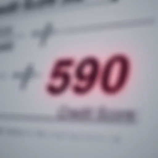 A graphical representation of credit score ranges highlighting 590