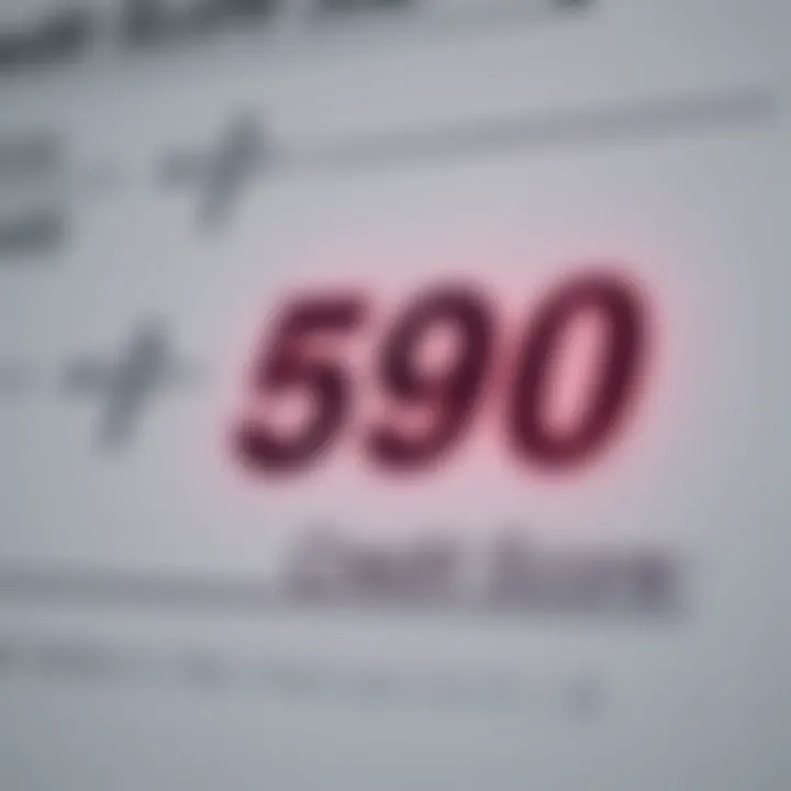 Credit Score Ranges Highlighting Key Figures A graphical representation of credit score ranges highlighting 590