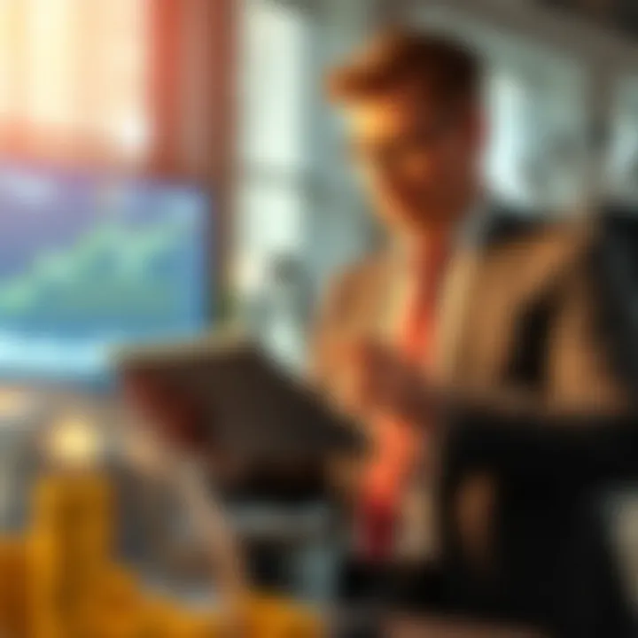 Strategic Investment Analysis in Gold A thoughtful investor analyzing data on a digital tablet.