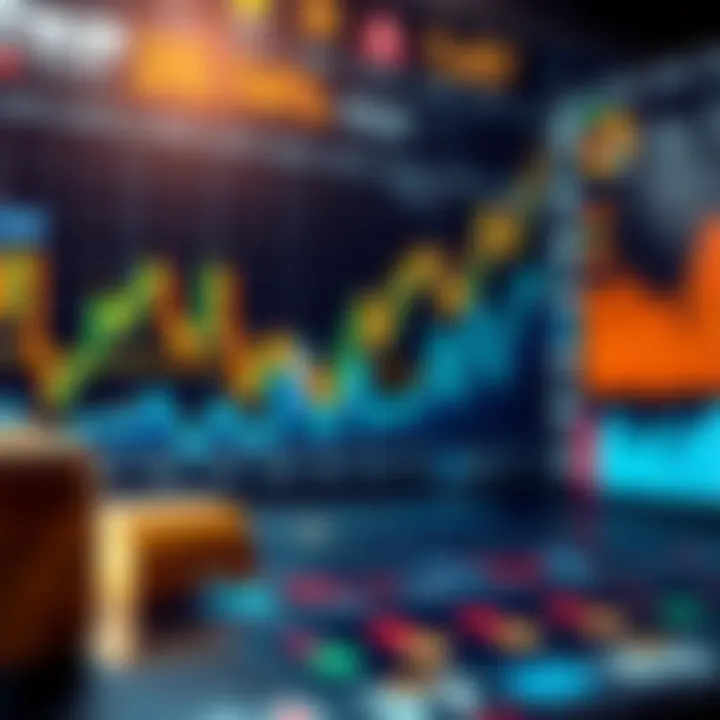 Visualizing Market Dynamics and Economic Indicators An abstract representation of market dynamics with various economic indicators.