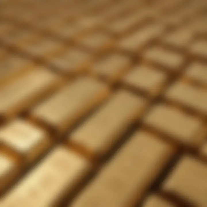 A close-up view of shimmering gold bars stacked elegantly